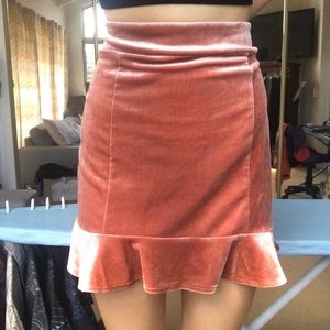 Velvet Pink Mini Ruffle Skirt